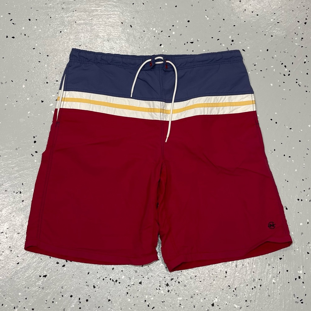 Nautica Competition Mens Swim Trunks Shorts Size Medium Red Blue Yellow